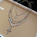 Four Piece Multicolor Sun Pearl and Cross Necklace Sets view 7