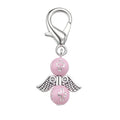Pink Cross Bead Angel Keychain Silver Clasp Six Wing Styles view 6