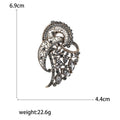 Gray Crystal Feather Brooch with Polished Metal and Decorative Accents view 5