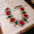 Two Red Green Crystal Necklaces And Earrings With Mismatched Gallery view 6
