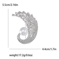 Crystal Feather Swirl Brooch With Double Pearls Jacket and Scarf Accessory view 7