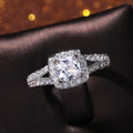 Silver Tone Square Cluster Clear Stone Split Shank Ring view 4