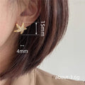 Clear Stone Pave Starfish Stud Earrings In Polished Gold Tone view 4