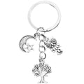 Silver Tone Tree Moon Star and Owl Charm Keychain with Metal Hardware view 5