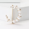 Graduated Pearl Safety Pin Brooch in Gold or Silver Tone view 2
