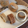 Woven Rattan Open Bangles Brown Natural Cane 4 Styles view 2