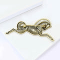 Textured Leaping Horse Brooch in Antique Metal Tones view 3