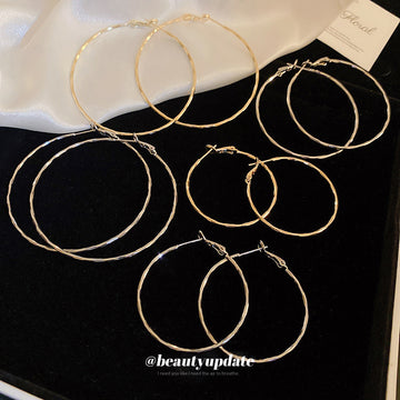 Silver Tone Textured Hoop Earrings in Three Sizes Decorative Jewelry