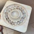 Clear Round Bead Stretch Bracelet In Three Visibly Different Sizes view 3