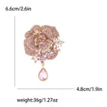 Rhinestone Peony Flower Brooch with Teardrop Pendant view 3