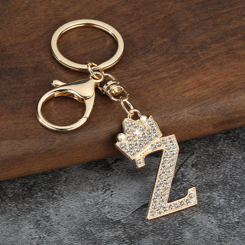 Korean Style Rhinestone Letter Zinc Alloy Keychain Bag Charm