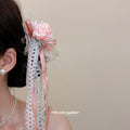 Lace Rose Duckbill Hair Clips Ribbon Pearls Three Styles view 3