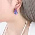 Teardrop Resin Stud Earrings Purple Or Amber Gold Silver view 8
