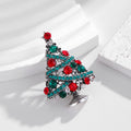 Aqua Silver Tone Christmas Tree Crystal Metal Brooch Pin view 5