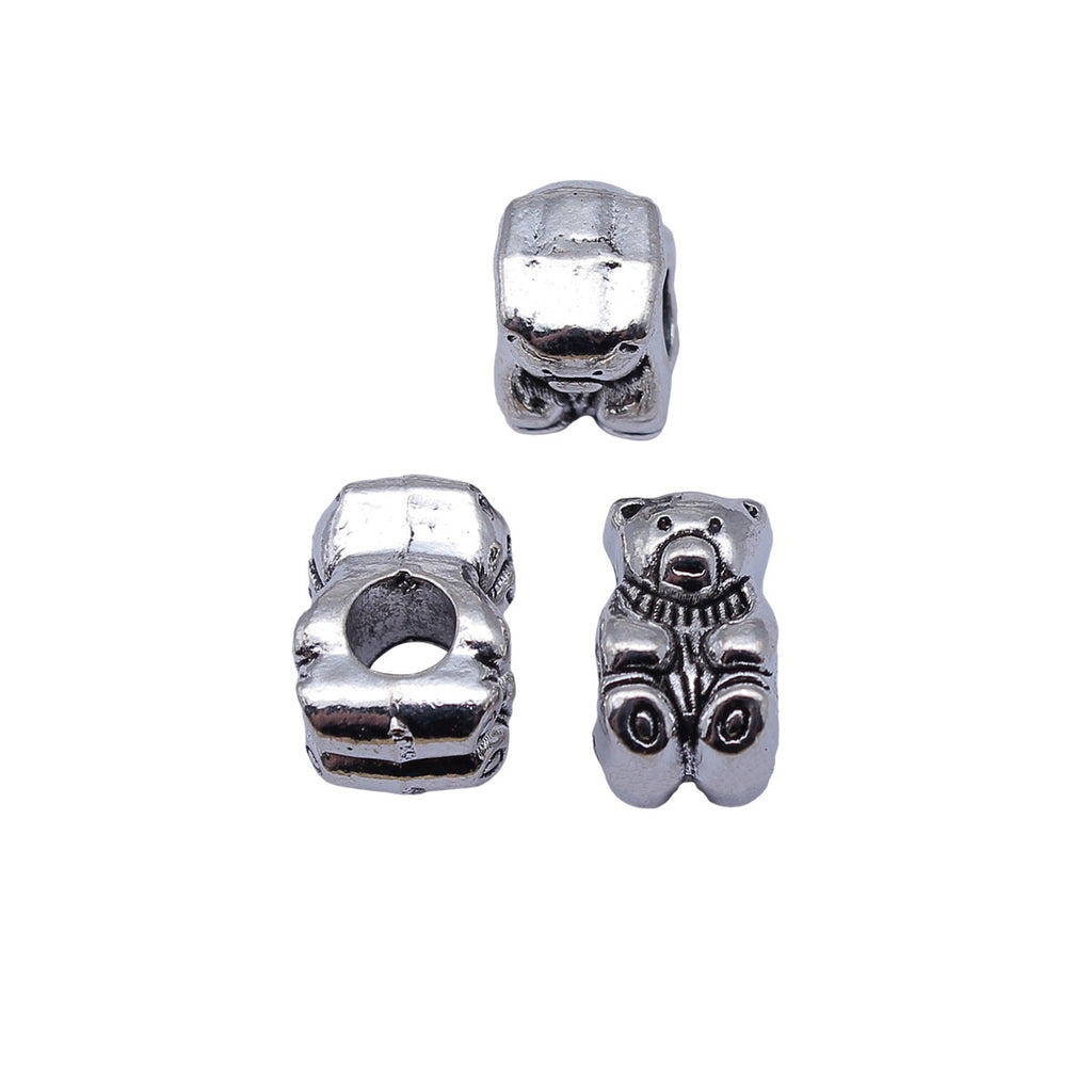 13x9.8x8.3mm 3.8g Antique Silver Zinc Alloy Bear Large Hole Beads for DIY Bracelet Jewelry Making