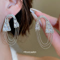 Crystal Cone and Chain Tassel Stud Earrings in Three Colors view 3