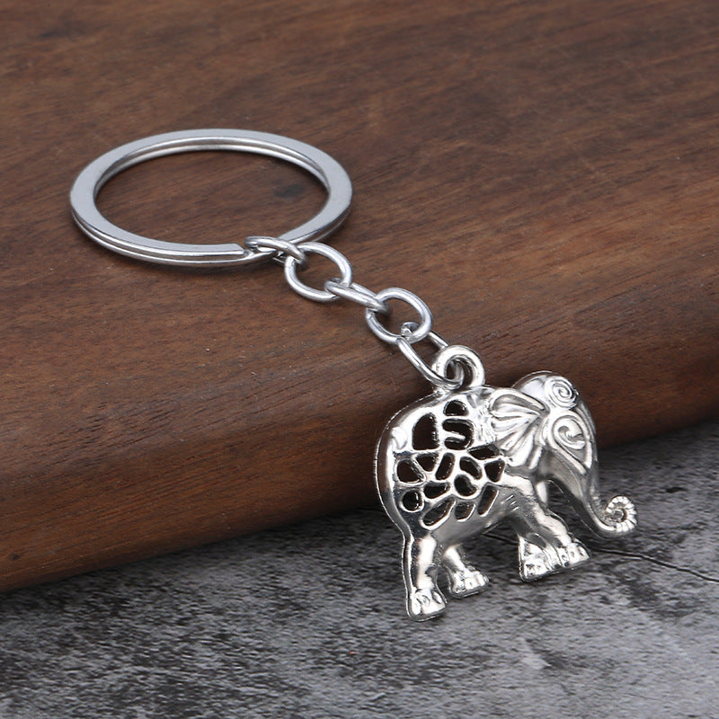 Simple Elephant Metal Keychain, Cute Animal Bag Charm Pendant Accessory