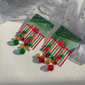 Christmas Bell Bead and Chain Tassel Hook Earrings view 1