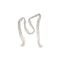 Blue Beaded Mesh Scarf Necklace With Polished Metal Tone Details view 5