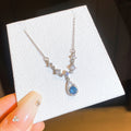 Silver Tone Crystal Floral Teardrop Pendant Necklace view 6