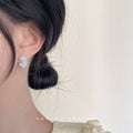 Silver Lattice Mesh Multi Pearl Stud Earrings Matching Pair Style view 2