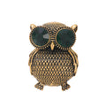 Green Gold Tone Owl Crystal Two Designs Metal Brooch Pin view 1