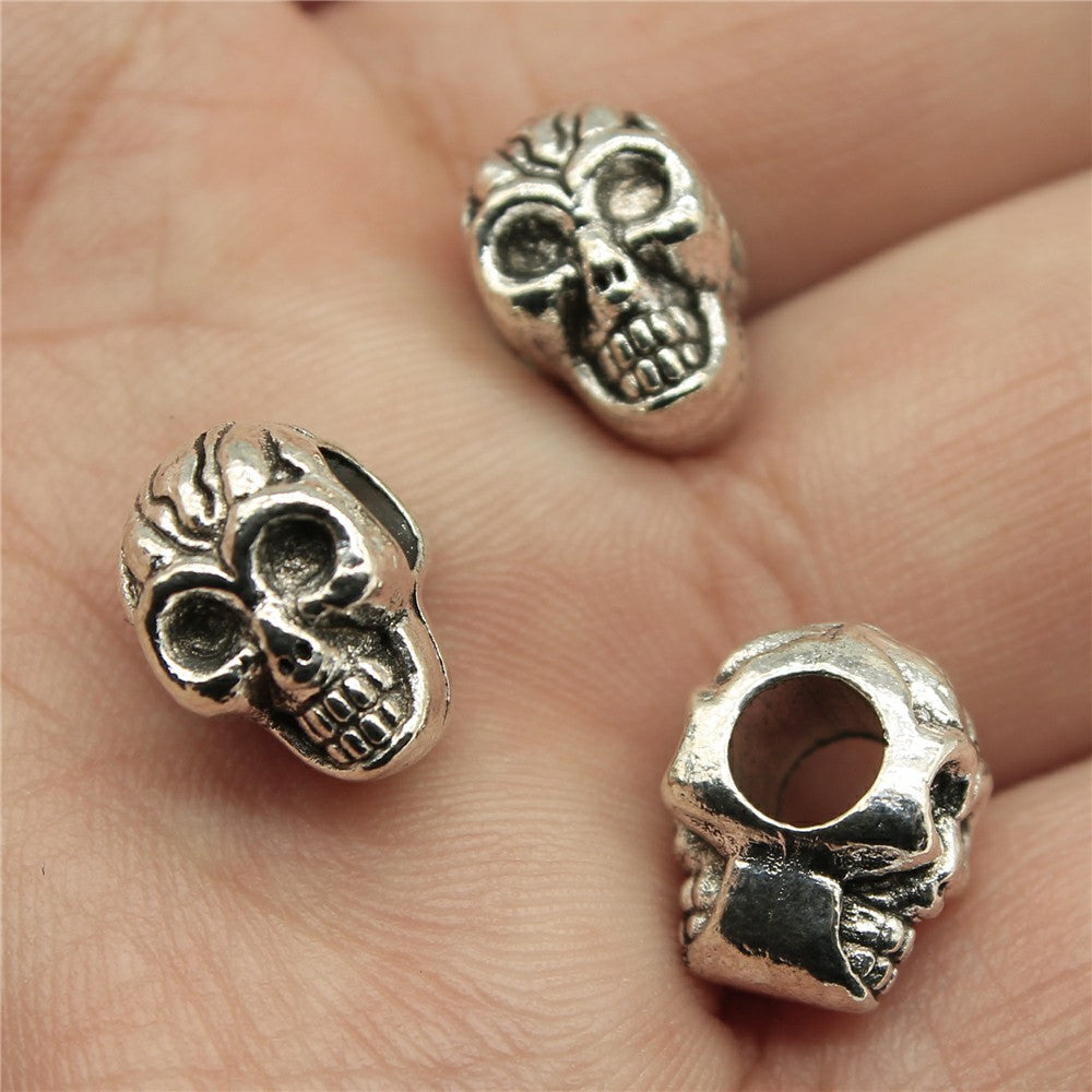 12x9x7mm 2.4g Multicolor Zinc Alloy Skull Large Hole Beads for Bracelet Dreadlock DIY Jewelry Making