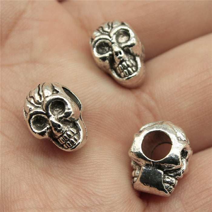 Dimensional Skull Large Hole Metal Bead in Three Finishes