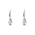 Silver Tone Clear Oval Faceted Stone Fishhook Drop Earrings view 5