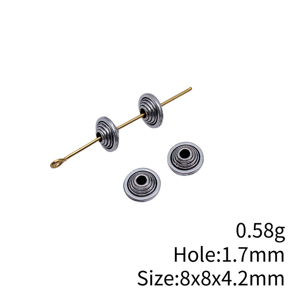8x8x4.2mm 0.58g Antique Silver Zinc Alloy Round Spacer Beads for Bracelet Necklace DIY Making