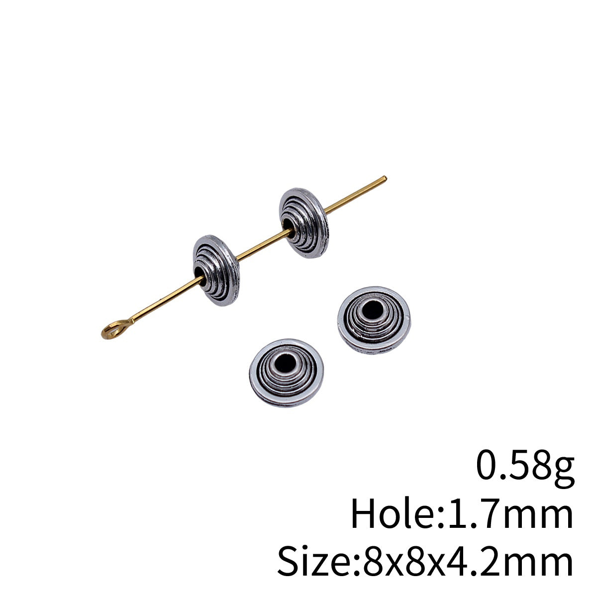 8x8x4.2mm 0.58g Antique Silver Zinc Alloy Round Spacer Beads for Bracelet Necklace DIY Making