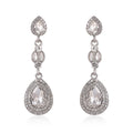 Silver Tone Triple Teardrop Crystal Crystal Metal Dangle Earrings view 1