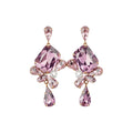 Faceted Crystal Floral Drop Stud Earrings with Polished Metal Tone Details view 5