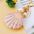 Jeweled Seashell Keychains in Three Colors with Pearl Accents and Loops view 6