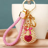 Fuchsia-Braided Fuchsia Pearl-Heart-Pouc