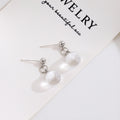 Clear Transparent Sphere Silver Tone Dangle Stud Earrings view 3