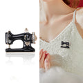 Black Vintage Sewing Machine Brooch Pin with Gold Details view 2