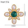 Flower Geometric Pearl Look Metal Brooch Pin for Jackets and Lapels view 2