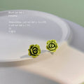 Green Rose Flower Mini Stud Earrings Textured Metal view 3
