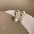 Gold Freshwater Pearl Bow Flower Wave And Spiral Earrings view 7