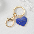 Gold Enamel Girls Heart and Round Keychain 8 Styles view 7