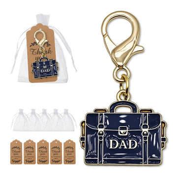 Navy Dad Tool Bag Gold Tone Lobster Clasp Charm and Attached Hardware