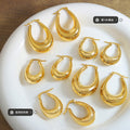 Gold Thick U Shape Chunky Hoop Earrings Small Large Sizes view 2