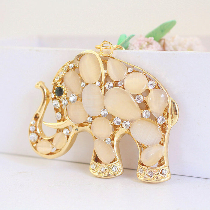 Colorful Cat Eye Elephant Keychain Animal Car Key Ring Bag Charm