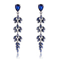 Blue Silver Tone Wheat Crystal Four Designs Metal Dangle Earrings view 7