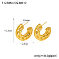 Gold Tone Copper C-Shape Hoop Earrings Hollow And Bamboo view 6