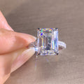Oversized Emerald-Cut Clear Solitaire Ring In Silver Tone view 2