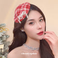 Red Plaid Mini Hat Hair Clips With Snowflake And Pom Pom view 3