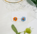Six Color Mismatched Small Daisy Flower Stud Earrings view 7