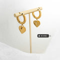 Heart Charm Huggie Hoop Earrings Gold Or Steel Finish view 2